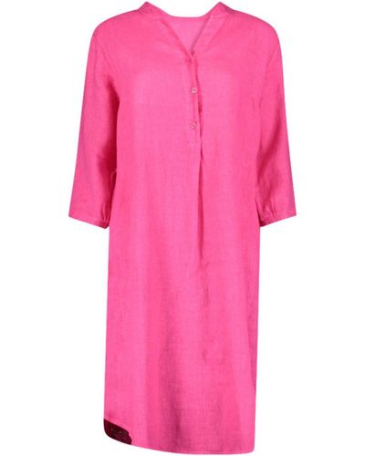 SuZa Midikleid 8032-Linen Dress Summer Vibes - Pink