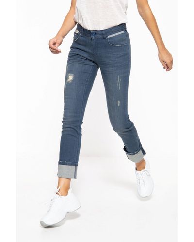 ATT Jeans ATT Straight-Jeans Stella im Used-Look mit reflektierenden Details - Blau