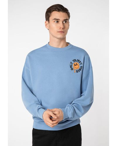 Sublevel Sweatshirt Oversize mit Backprint - Blau