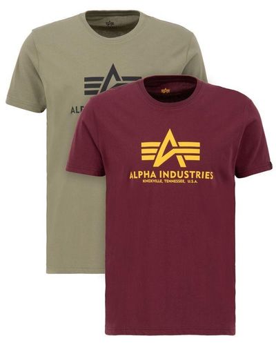 Alpha Industries Shirt Basic T Pack (2-tlg) - Rot