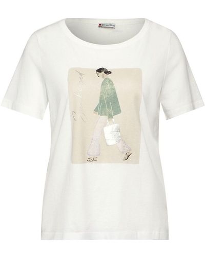 Street One T- lady partprint shirt - Weiß