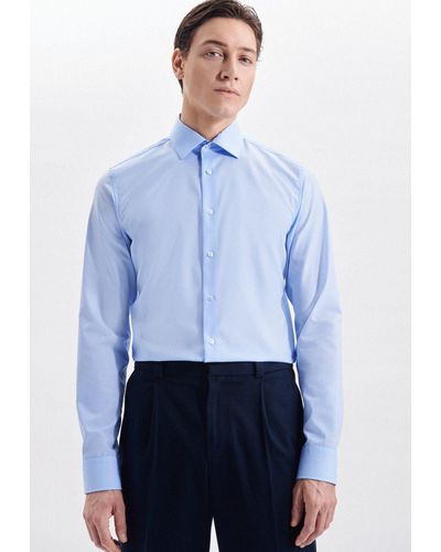 Seidensticker Businesshemd Slim Extra langer Arm Kentkragen Uni - Blau