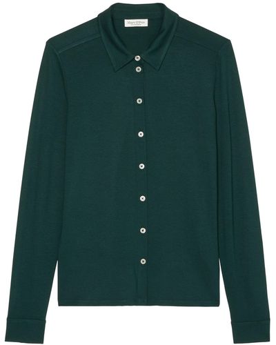 Marc O' Polo Shirtbluse Jersey blouse, long sleeve, collar - Grün