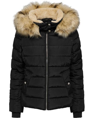 ONLY Steppjacke ONLNEWCAMILLA FUR HOOD JACKET CC OTW - Schwarz