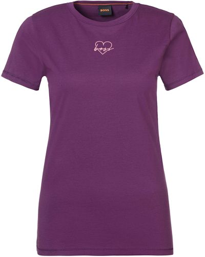 BOSS ORANGE T-Shirt C_Elogo_print6 BOSS Logoschriftzug mit Mille Fleur Print - Lila