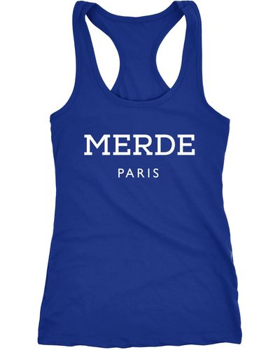 MoonWorks Tanktop Freches Tank-Top Shirt Merde Paris Racerback ® - Blau