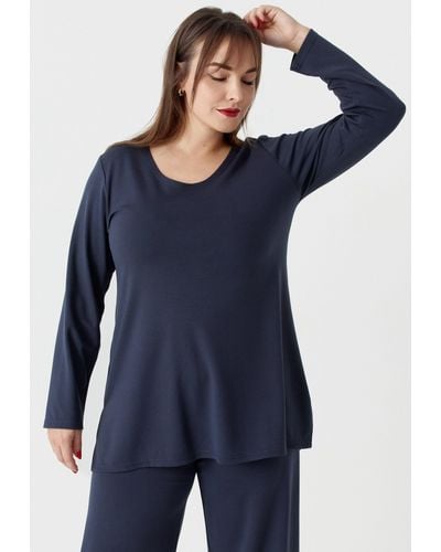 Kekoo Tunikashirt Longsleeve Shirt A-Linie mit Elasthan 'Essential' - Blau