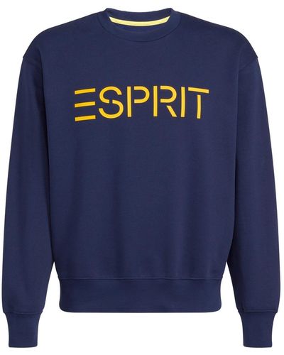 Esprit Logo-Sweatshirt aus Baumwollfleece (1-tlg) - Blau