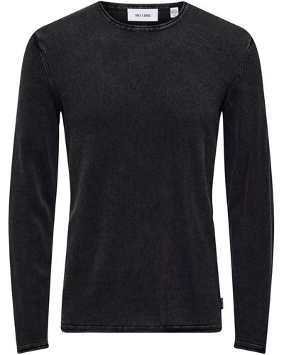 Only & Sons Strickpullover Lässiger Feinstrick Pullover Washed Design Rundhals Sweater 6797 in Schwarz