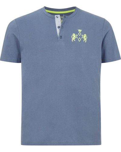 Charles Colby T-Shirt EARL DAITHI mit Serafinokragen - Blau