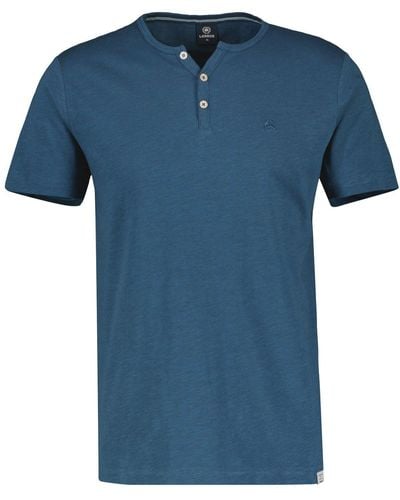 Lerros Henleyshirt mit Logostitching auf der Brust - Blau