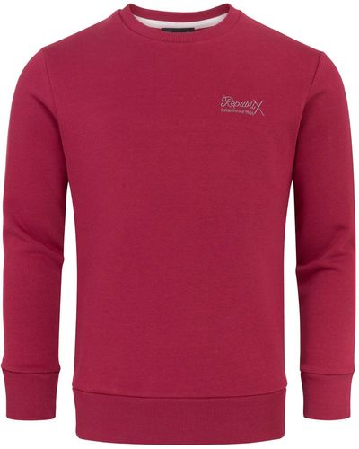 REPUBLIX Sweatshirt WYATT Basic College Pullover Sweatjacke Hoodie - Rot