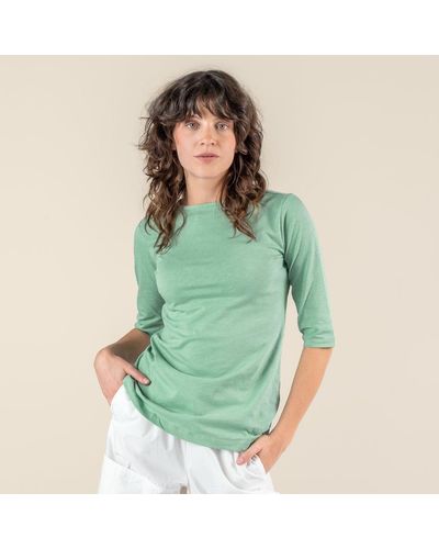 Living Crafts T-Shirt CHLOPEA Fließendes Single Jersey aus weichem Flammgarn - Grün
