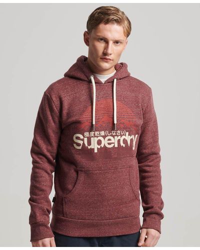 Superdry Hoodie CL GREAT OUTDOORS GRAPHIC HOOD Burgundy Heather - Rot