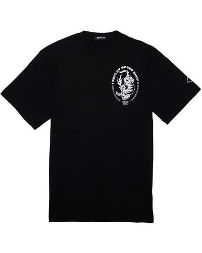 Replay Kurzarm-T-Shirt mit Rundhalsausschnitt und - Schwarz