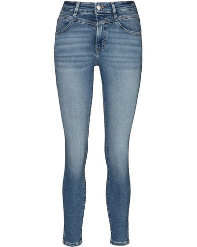 BOSS ORANGE Slim-fit- Kitt Rise Hochbund High Waist Premium Denim Jeans mit BOSS Leder-Badge - Blau