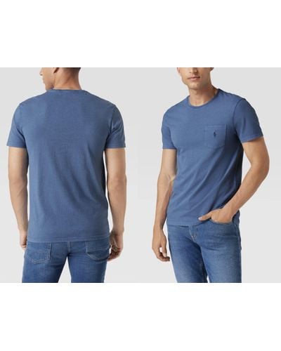 Ralph Lauren POLO VINTAGE LINO COTTON POCKET TEE T- Shirt Slim Fi - Blau