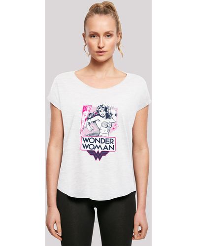 F4NT4STIC T-Shirt DC Comics Wonder Woman Pink Action' Print - Weiß