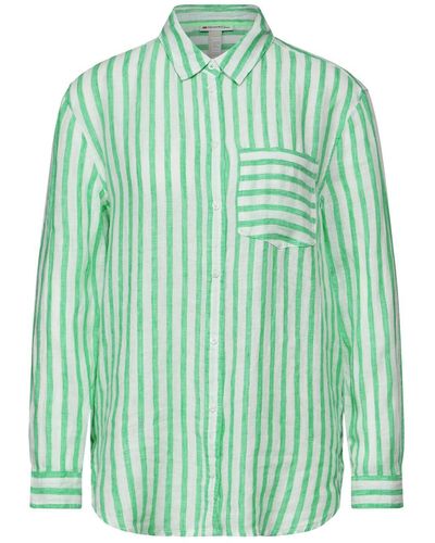 Street One Blusenshirt LS_Striped casual shirtcollar - Grün