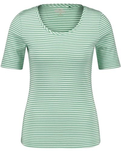 Gerry Weber Kurzarmshirt Geringeltes T-Shirt aus Baumwolle - Grün