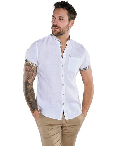 emilio adani Kurzarmhemd Kurzarm-Hemd aus Leinen - Weiß