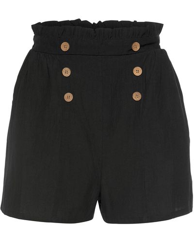 Lascana Shorts im Paperbag-Look mit breitem Bündchen und Taschen, kurze Hose - Schwarz