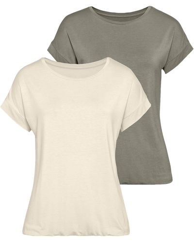 vivance active T-Shirt (Packung, 2-tlg) mit elastischem Saumabschluss - Grau