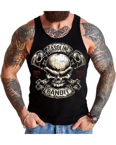 GASOLINE BANDIT® ® Tanktop für Biker Racer Motorrad Fans: Piston Skull - Schwarz