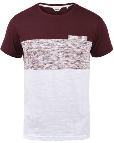 Solid Rundhalsshirt SDSinor T-Shirt mit Color Block - Rot