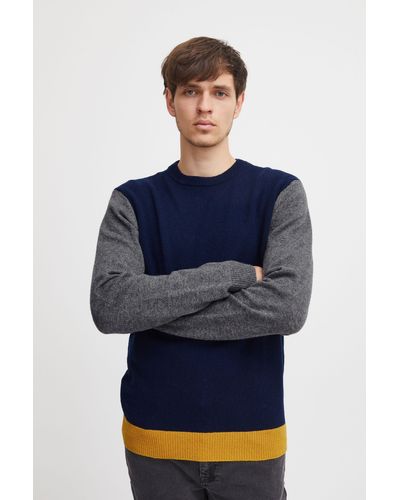 Casual Friday Strickpullover CFKarl crew lambswool knit - Blau