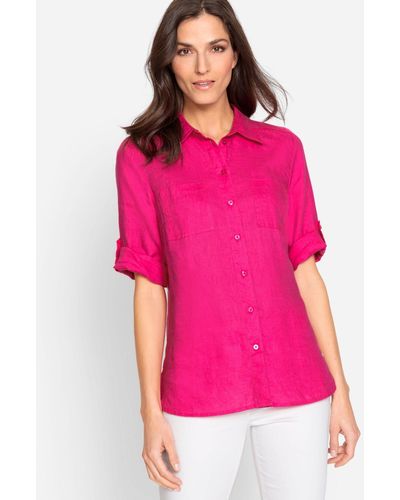 Olsen Klassische Bluse aus Leinen - Pink