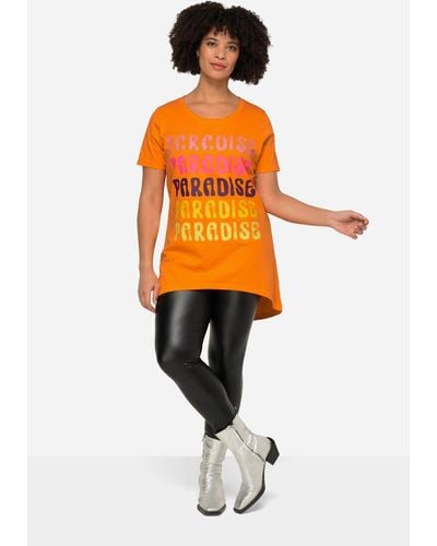 Angel of Style Longshirt T-Shirt länger geschnitten Schrift-Motiv Rundhals - Orange