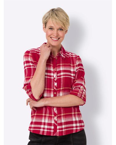 Sieh an! Klassische Bluse Flanellbluse - Rot