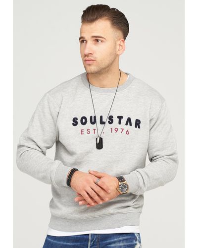 Soulstar Sweatshirt SYDNEY mit hochwertiger Bestickung - Grau