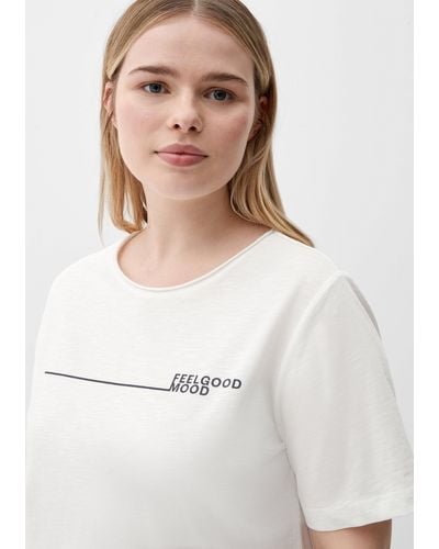 TRIANGL Kurzarmshirt T-Shirt mit Schriftprint Rollsaumblende, Artwork - Weiß