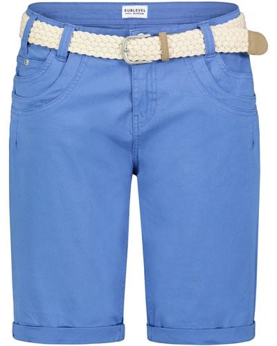 Sublevel Shorts Bermudas kurze Hose Baumwolle Jeans Sommer Chino Stoff - Blau
