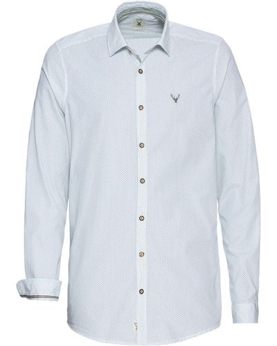 Pure Trachtenhemd Langarm-Hemd mit Allover-Druck - Blau