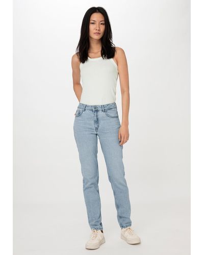 HESSNATUR 5-Pocket-Jeans HANNA High Rise Mom aus reinem Bio-Denim (1-tlg) - Blau
