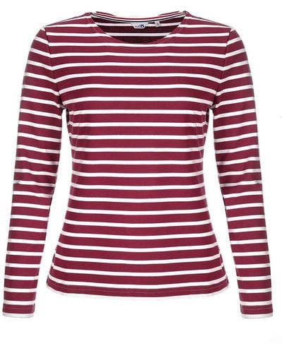 modAS Langarmshirt Langarm-Shirt mit Streifen Bretonisches Streifenshirt Baumwolle - Rot