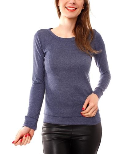 Muse Rundhalsshirt Leichtes Basic Sweatshirt Slim Fit 3237 - Blau
