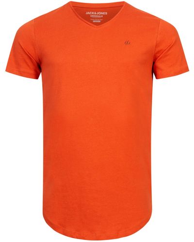 Jack & Jones T-Shirt NEWRAR TEE SS V-NECK - Orange