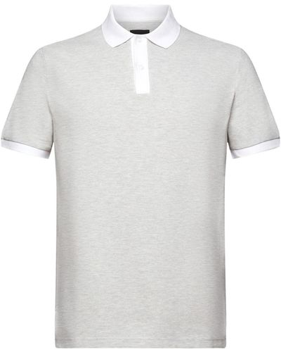 Esprit Zweifarbiges Piqué-Poloshirt - Weiß