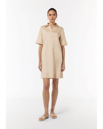 Comma, Minikleid Kleid mit Tunika-Ausschnitt und Hemdkragen - Natur