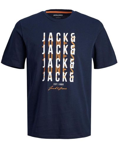 Jack & Jones T-Shirt JJDELVIN TEE SS CREW NECK - Blau