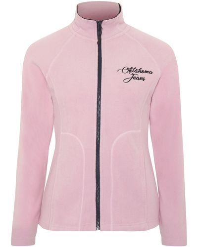 Oklahoma Jeans Fleecejacke mit Label-Stitching - Pink
