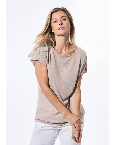 Goldner T- Kurzgröße: Shirt in Leinenoptik - Mehrfarbig