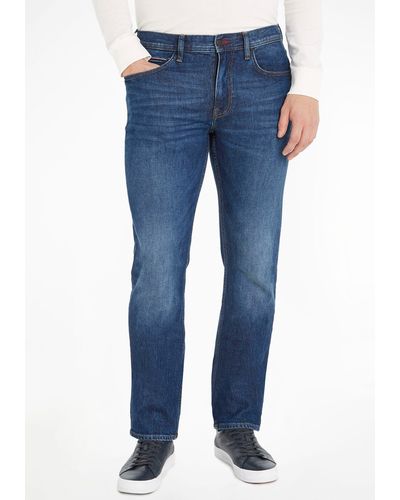 Tommy Hilfiger Jeans STRAIGHT DENTON STR CHARLES BLUE mit Leder-Batch am hinteren Bundabschluss - Blau