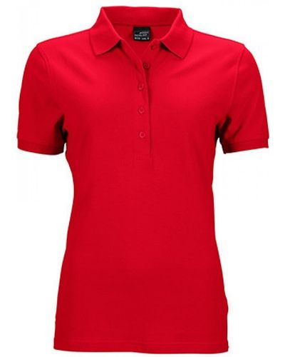 James & Nicholson Poloshirt Elastic Polo Piqué / Taillierter Schnitt - Rot
