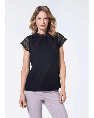 Cable & Gauge T-Shirt Elegantes Spitzenshirt - Schwarz