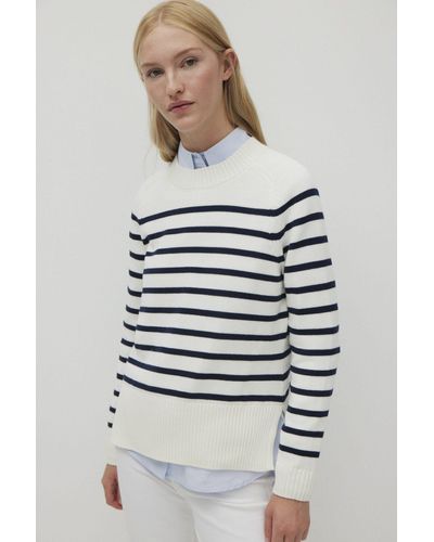 THE FASHION PEOPLE Rundhalspullover striped sweater knitted - Grau